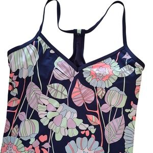 Carve Designs Tankini Top Womens XL Navy Floral Racerback size 12 Excellent Swim